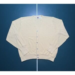 Vintage‎ Cream Cardigan sweater Button Down Mens Large USA Made Curt Cobain